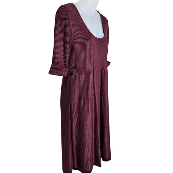 Calvin Klein Womens Cozy Sweater Dress Medium Burgundy Ribbed Knit Fall Winter - Picture 4 of 8